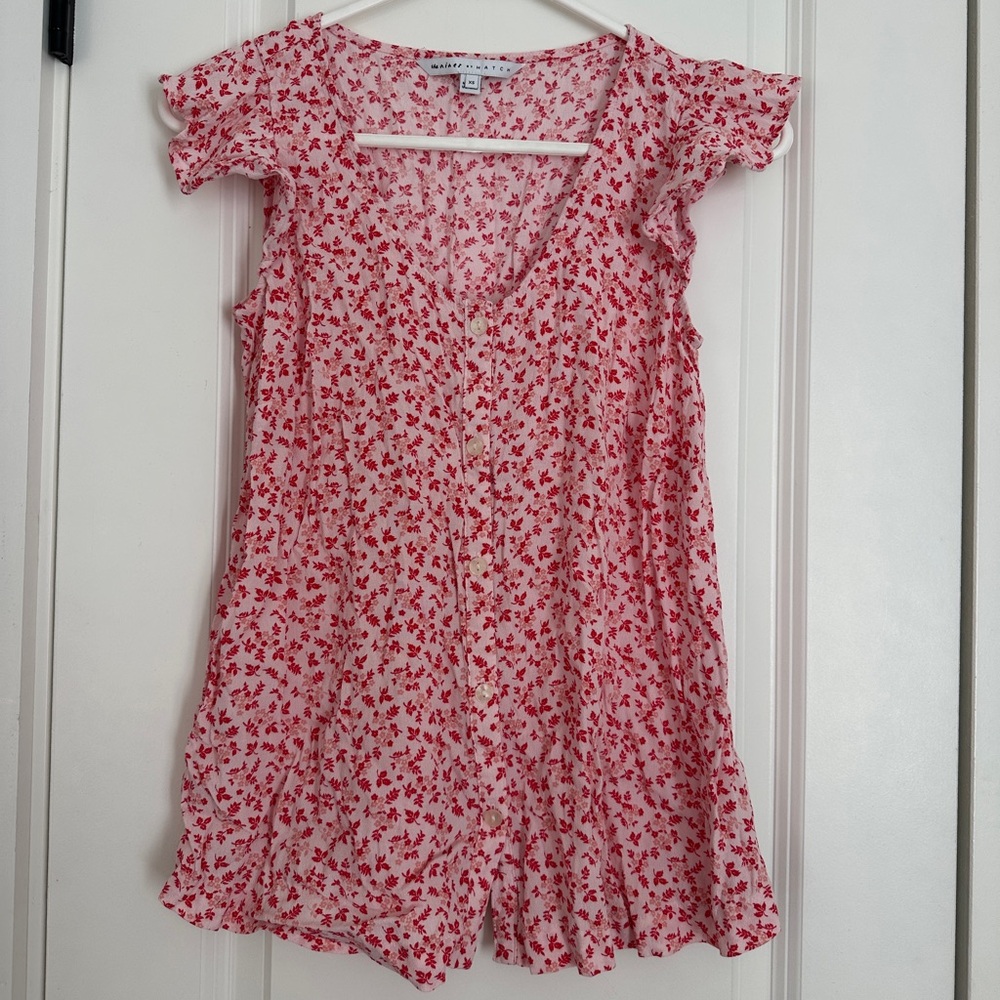 The Nines by HATCH Pink and White Floral Maternity Blouse Size XS